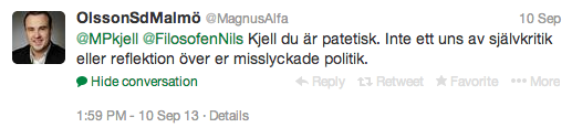 Magnus Olsson kallar motståndare patetisk.